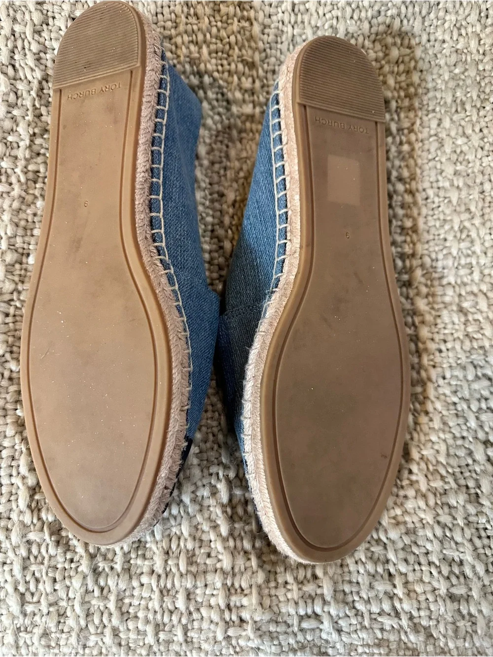 Denim Slip-On Espadrilles with Navy Toe Cap